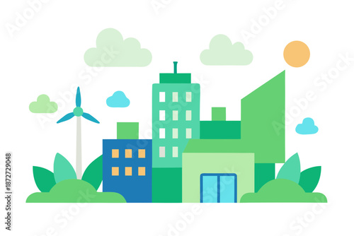 Modern Eco City Vector Illustration