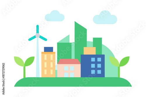 Modern Eco City Vector Illustration
