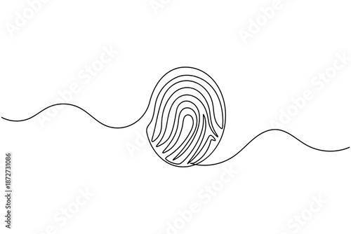 Fingerprint icon identity security single line drawing