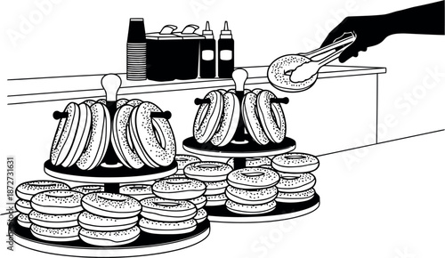 Silhouette of a person stacking coins on a multi tiered coin stacker
