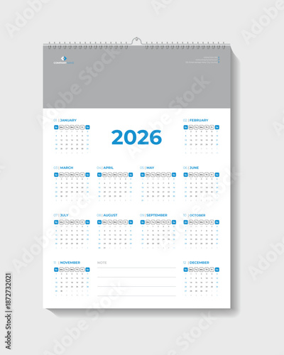 Calendar Design with a corporate set design template vector file that is ready to print.