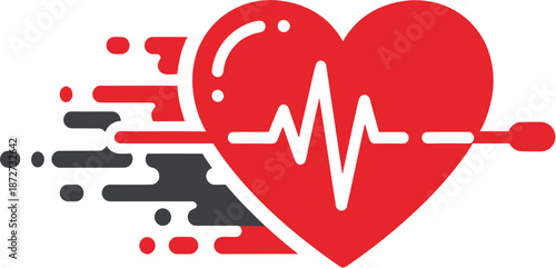 Heartbeat with ECG waves and motion effect representing health and vitality