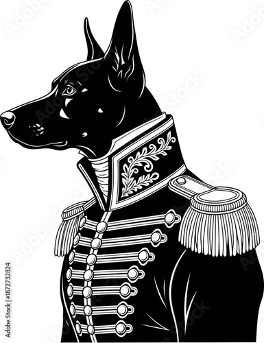 Silhouette of a great dane in a military uniform