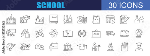 collection of school icon, editable stroke.	