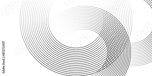 Modern white background with black circle rings. Digital future technology concept art simple. vector eps10 illustration