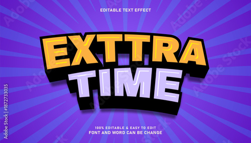 Editable Extra Time Comic Text Effect with 3D Pop Art Style and Sunburst Background
