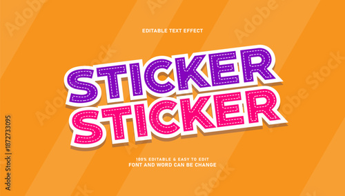 Colorful Stitched Sticker Text Effect on Orange Background