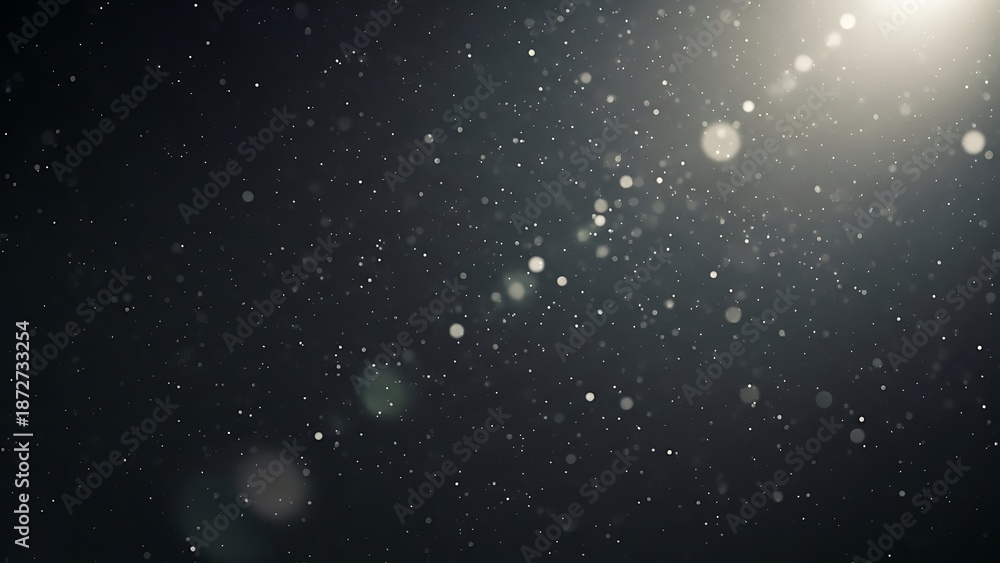 Fototapeta premium A dark scene with scattered light effects and particles viewed from a close-up perspective
