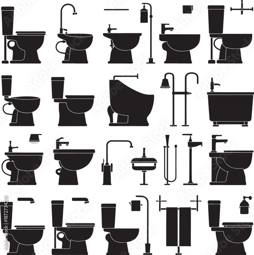 set of Toilet sanitary ware tools