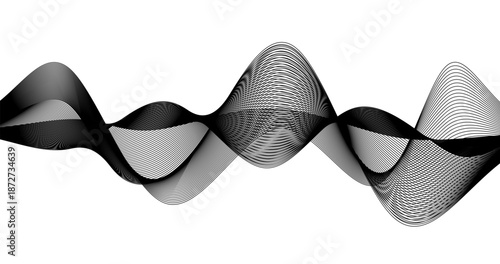 Black wave gradient lines on white background Telecommunication technology with Audio wave design