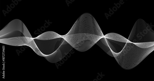 Abstract Radio wave of Particles on black background for Telecommunication Design