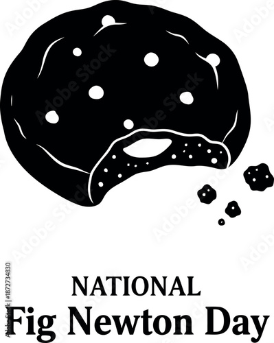 National fig newton day silhouette of a bitten fig newton cookie