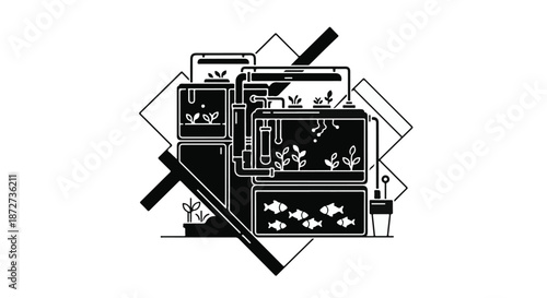 Innovative aquaponic system combining fish and plant cultivation for sustainable urban farming.