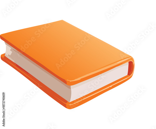 Thick orange hardcover book for reading education academic studying literature storytelling and library archive collection in home office