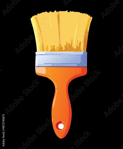 Illustration of a yellow artist paint brush for creative painting projects and colorful home renovation tasks