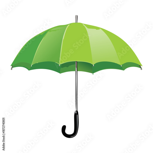 Illustration of a green umbrella standing for safety security and insurance coverage in personal life
