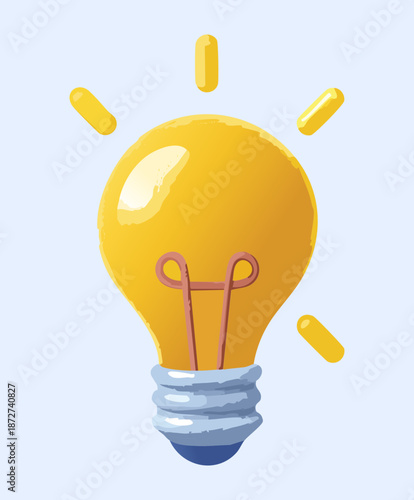 Illustration of a bright yellow light bulb representing a creative idea and innovative business solution concept