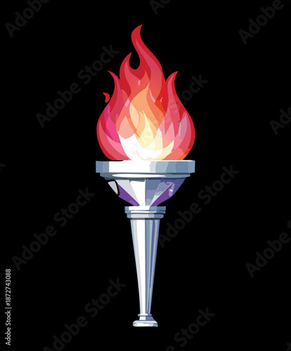 Illustration of a white torch with pink magical fire for fantasy sorcery and spiritual world building