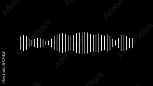 Animated white lines form an audio waveform, ideal for music streaming service logos or sound-related designs