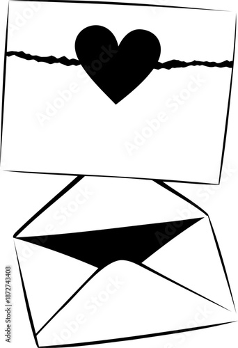 An illustration displays a sealed letter with a heart above an open, empty envelope.