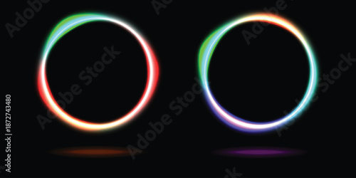 oled color light line circle, colorful design element