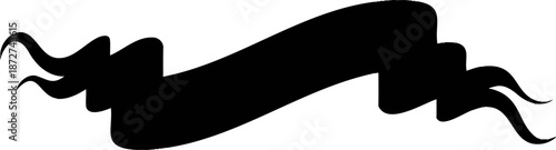 A flowing black ribbon banner gracefully unfurls across the frame, providing an elegant space for custom text.