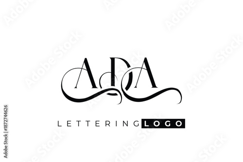 ADA Elegant Monogram Logo Design With Decorative Lettering
