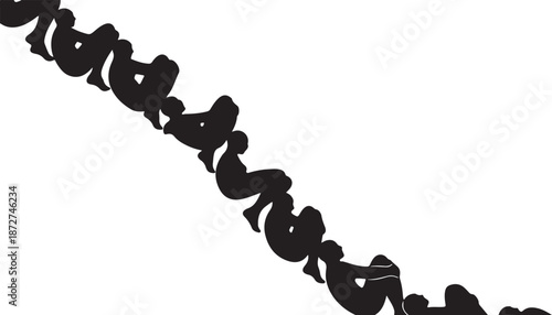Black chain link isolated on white background closeup detail