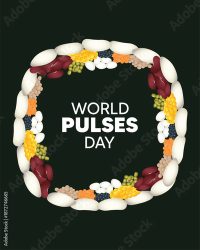 World Pulses Day Healthy Food Awareness Poster Featuring Assorted Grains And Beans