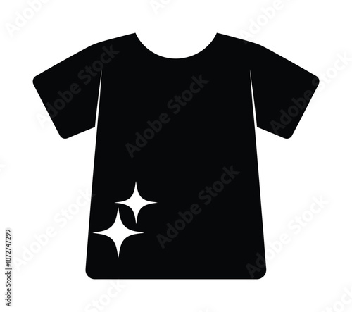Black vector t-shirt design with sparkling white stars for casual wear