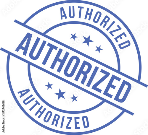 Blue Circular Authorized Stamp Logo with Stars and Clean Lines for Professional Document Verification