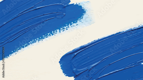 Abstract Blue Acrylic Paint Brush Strokes on White Background
