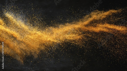 Wallpaper Mural Golden dust wave with fine particles flowing against a dark textured background image photo Torontodigital.ca