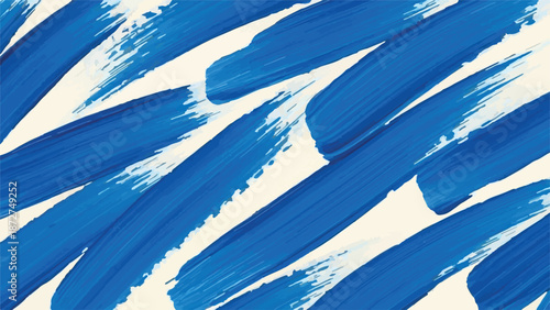 Abstract Blue Paint Brush Strokes on White Background