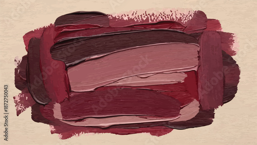 Abstract Burgundy and Mauve Paint Swatches on Beige Background