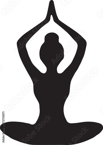 Silhouette of a woman doing a yoga pose sitting in lotus position