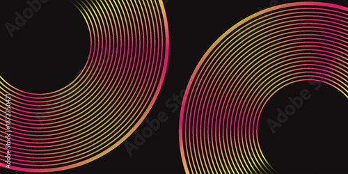 Dark abstract modern background. Colorful gradient line decoration. eps10