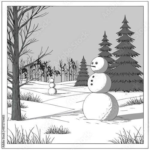 Winter Wonderland A Snowmans Perspective in a Snowy Landscape.