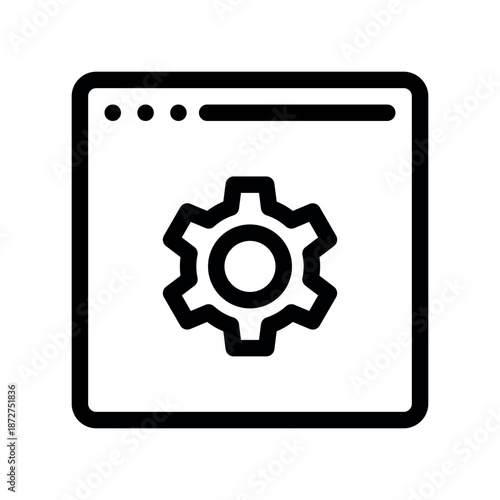 Linear Browser Window Icon with Gear for Settings