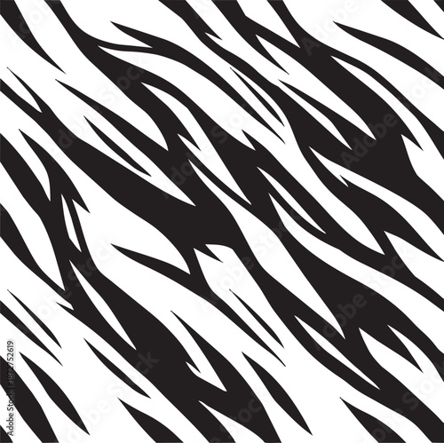 Black and white zebra print pattern with sharp stripes