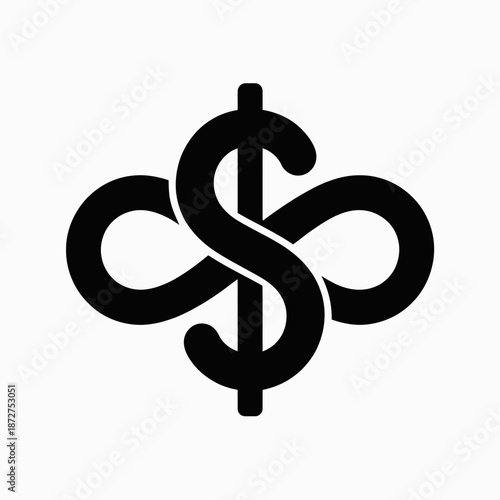 dollar, infinity, symbol, logo, money, infinite, wealth, finance, banking, prosperity, endless, unlimited, cash, currency, investment, business, rich, abundance, success, eternal, loop, cycle, vector,