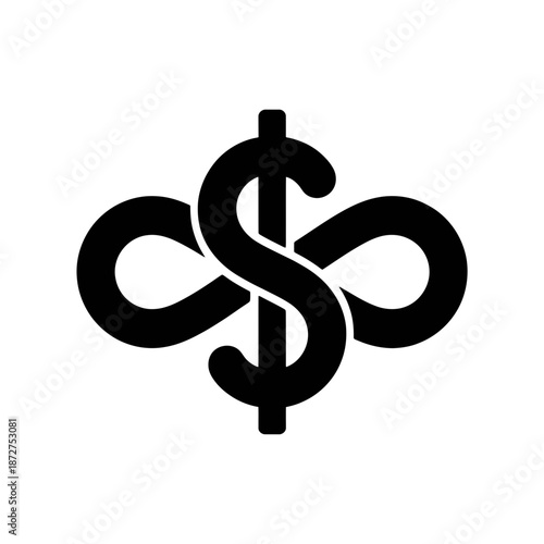 dollar, infinity, symbol, logo, money, infinite, wealth, finance, banking, prosperity, endless, unlimited, cash, currency, investment, business, rich, abundance, success, eternal, loop, cycle, vector,