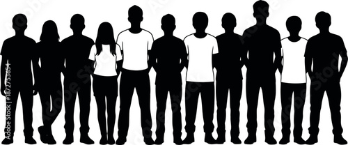 Silhouette of a diverse group of people standing together