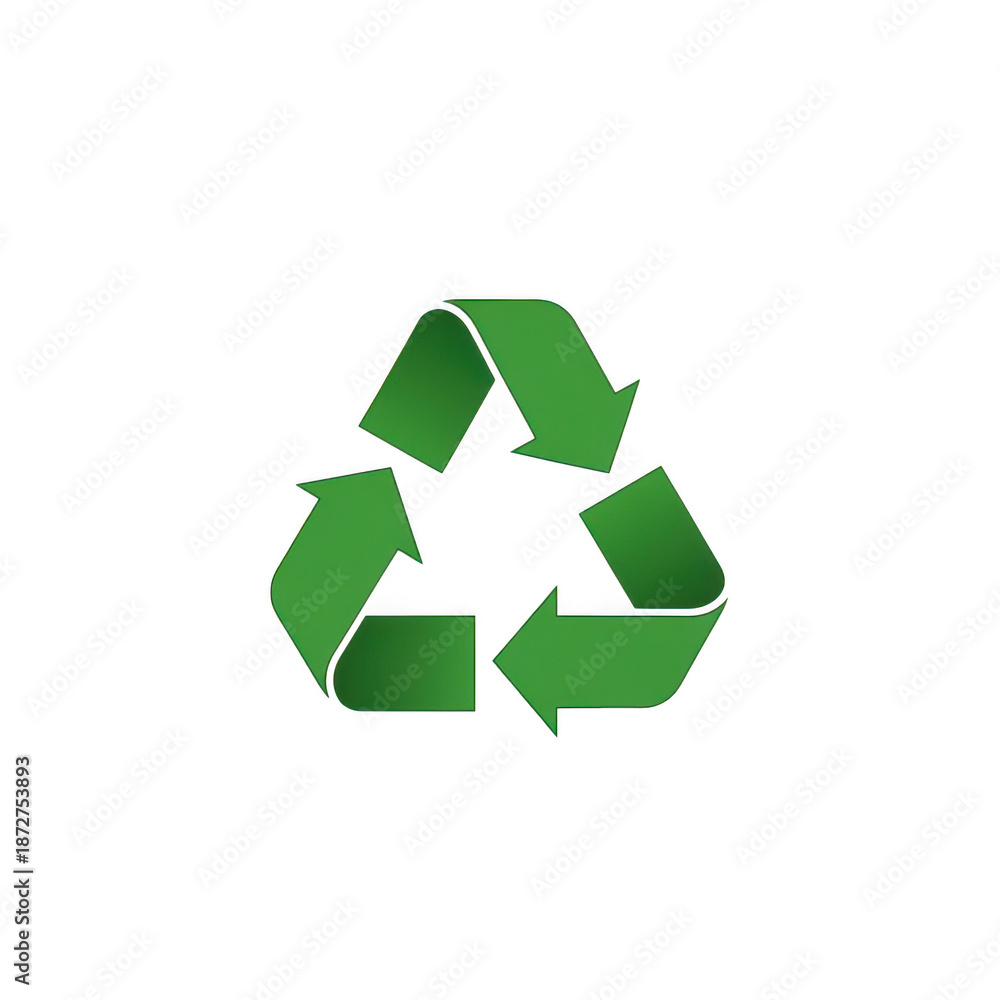 Obraz premium Three-Dimensional Green Recycling Symbol Icon for Environmental Sustainability and Ecology