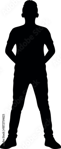 Confident person silhouette standing with hands on hips