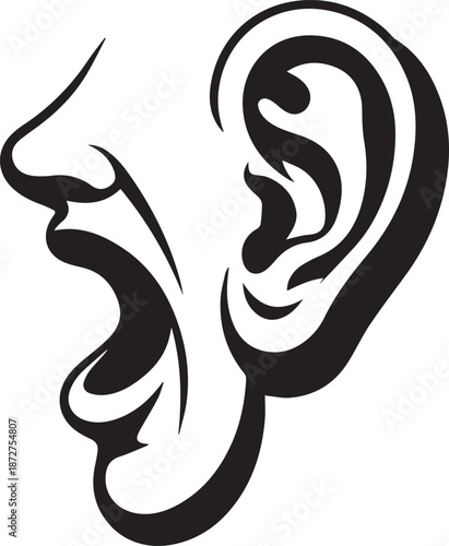 Striking black and white stipple art of an open mouth expression