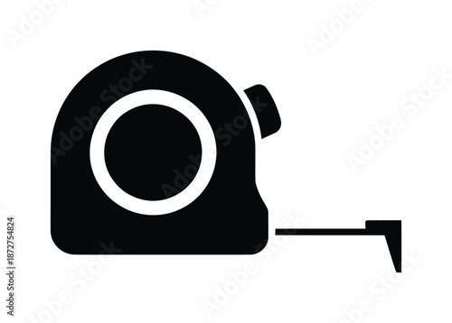 A simple black and white vector illustration of a tape measure