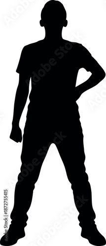 Confident person silhouette standing with one hand on hip