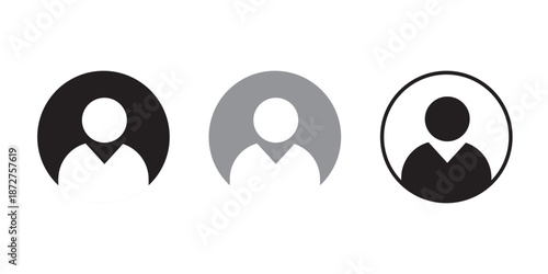 Default profile avatar icon set in square. Social media account user symbol