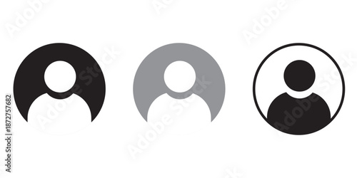 User profile icon set. profile avatar icon vector, User account profile black circle in flat style , social media profile photo icon symbol
